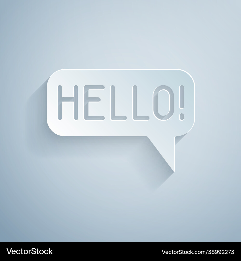Paper cut hello in different languages icon Paper cut hello in different languages icon vector image