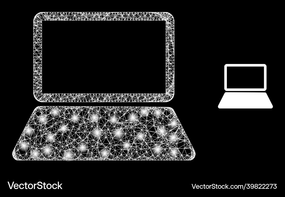 Polygonal network mesh notebook computer vector image