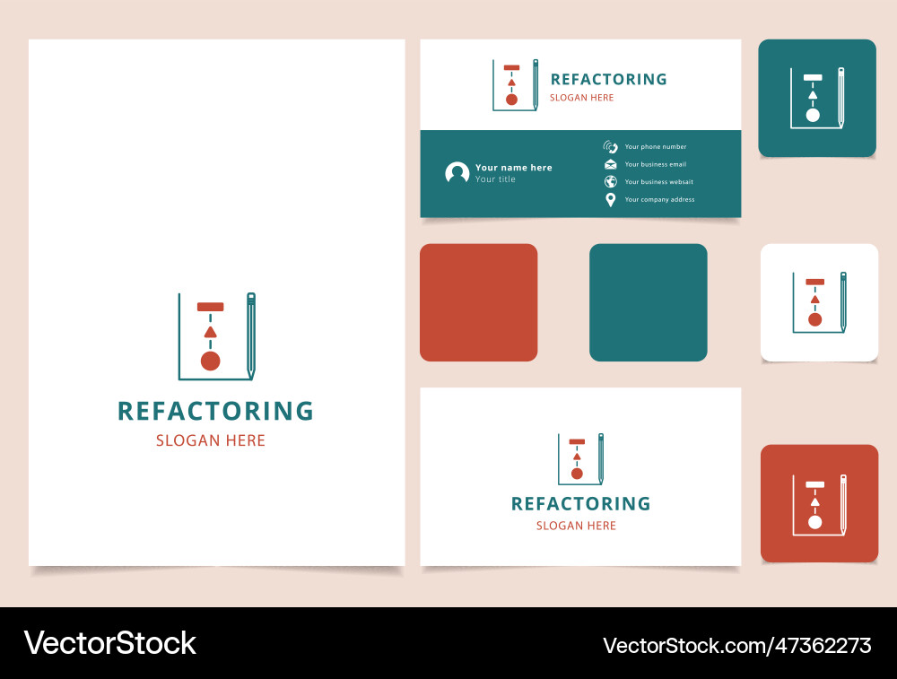 Refactoring logo design with editable slogan Refactoring logo design with editable slogan vector image