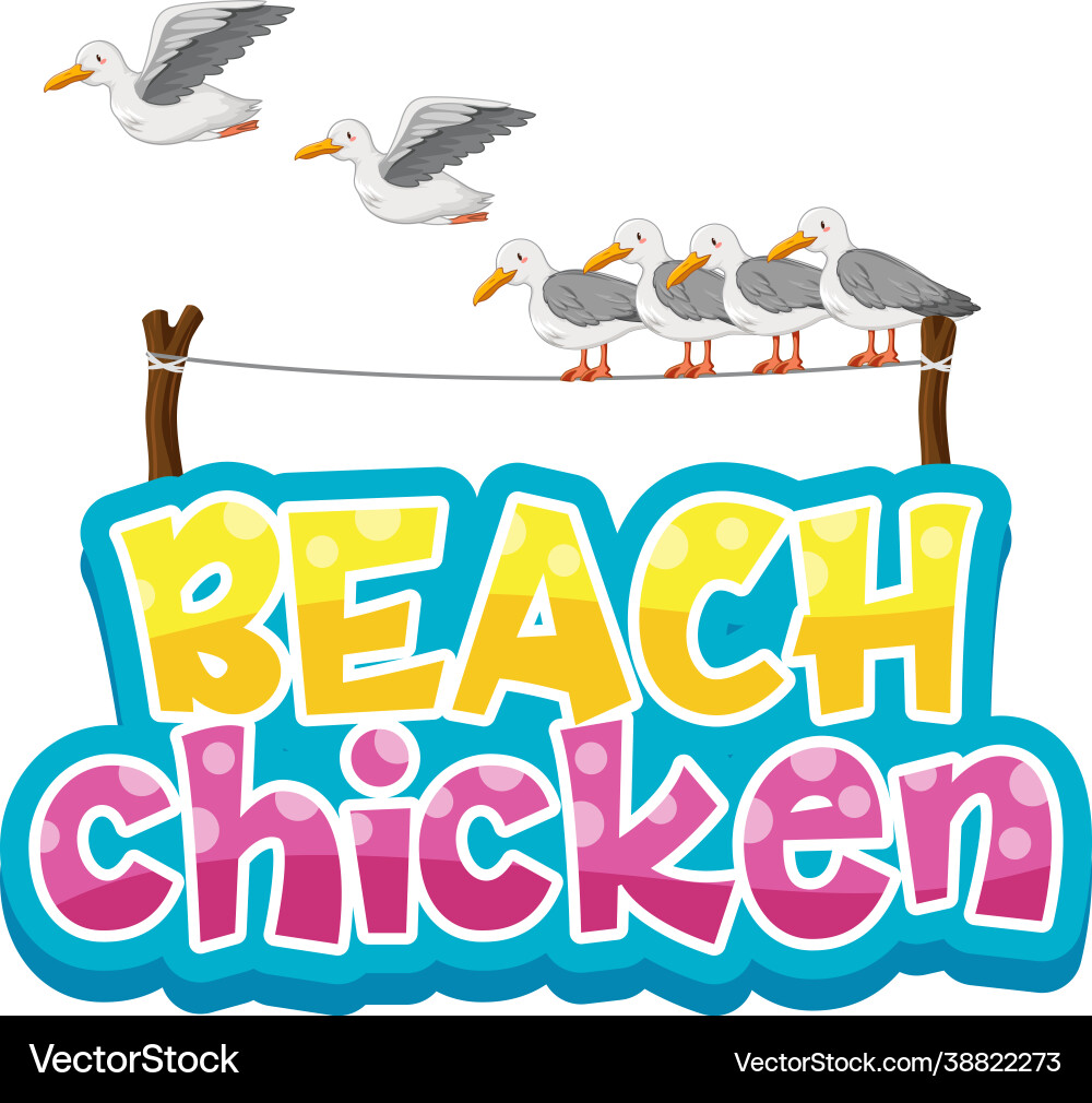 Seagull bird cartoon character with beach chicken Seagull bird cartoon character with beach chicken vector image