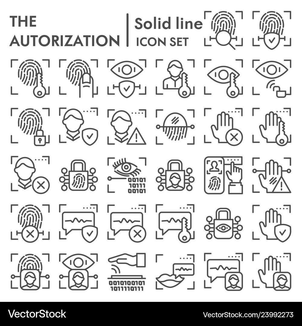Security authorization line icon set Security authorization line icon set vector image