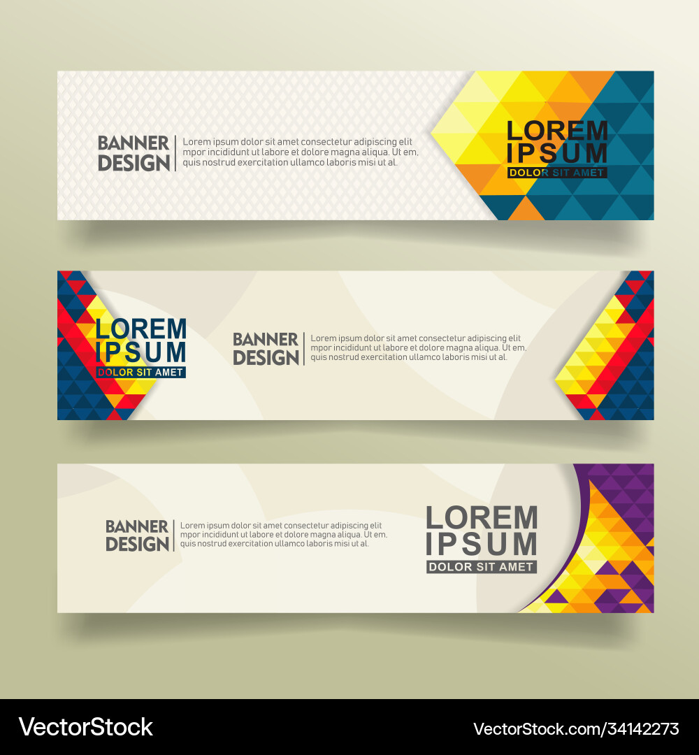 Set abstract banner template design with triangle vector image