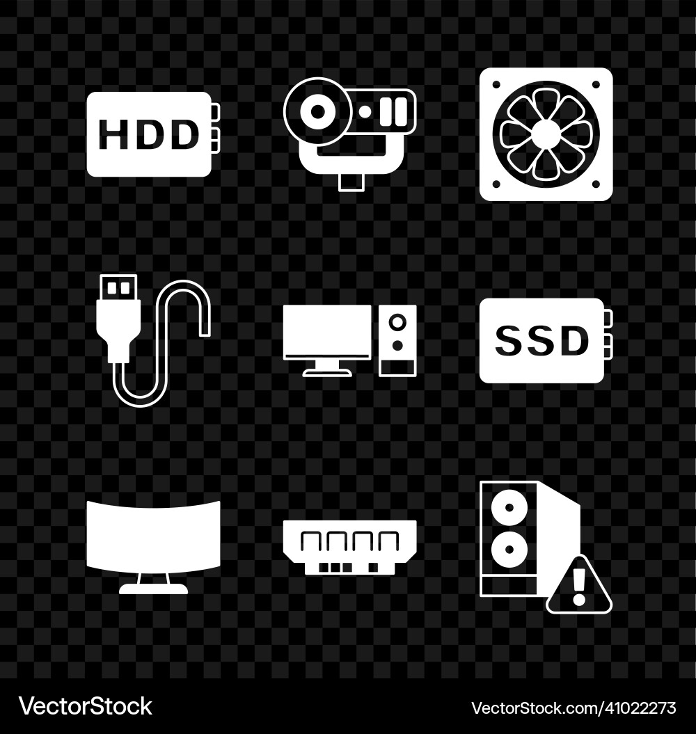 Set hard disk drive hdd web camera computer Set hard disk drive hdd web camera computer Vector Image