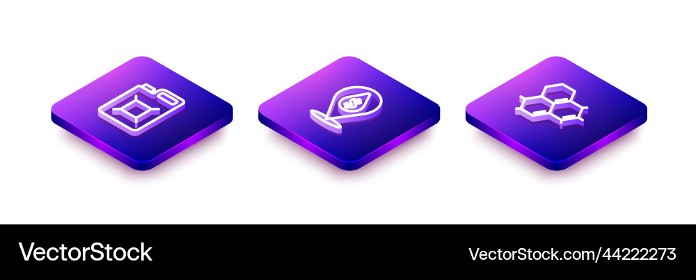 Set isometric line canister for gasoline oil drop Set isometric line canister for gasoline oil drop vector image