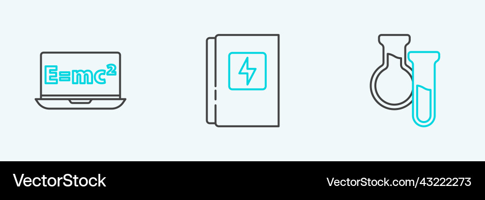 Set line test tube and flask equation solution vector image