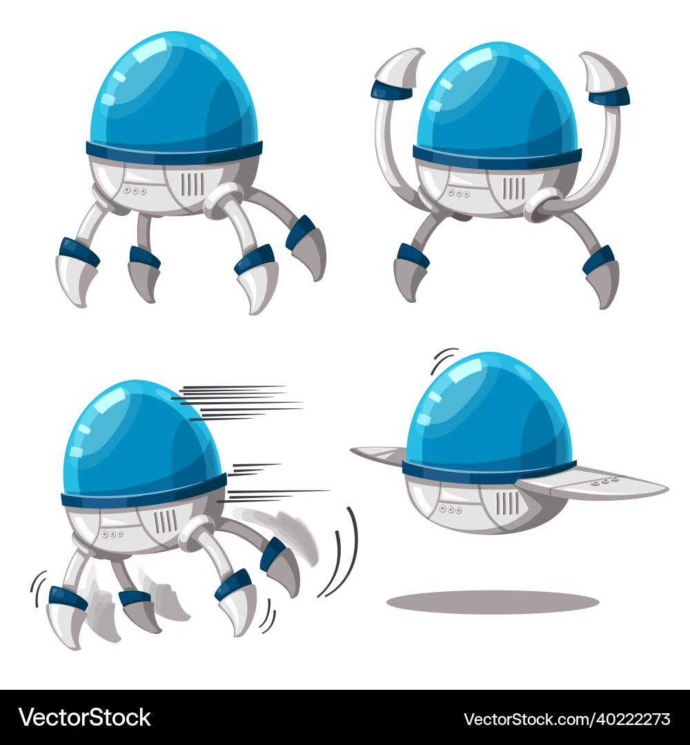 Set of android character robot cartoon style Set of android character robot cartoon style vector image