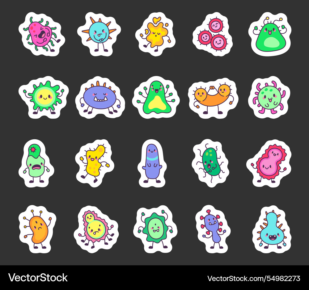 Set of bacteria cartoon characters Set of bacteria cartoon characters vector image