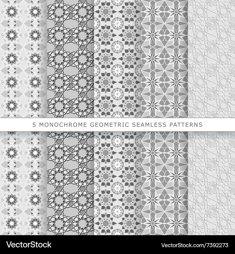 Set of geometric seamless patterns Vector Image