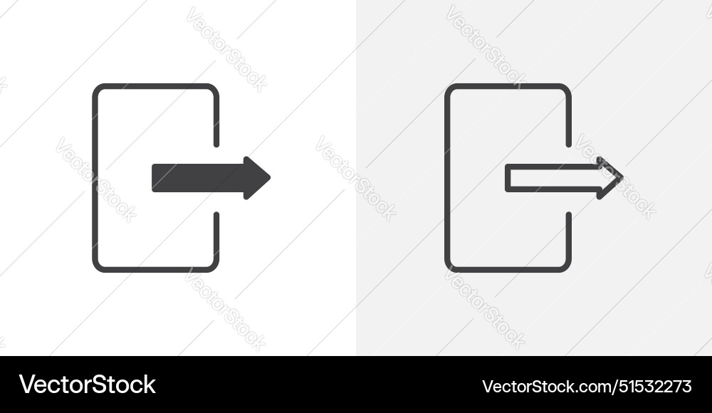Sign out icon set exit quit symbol output vector image