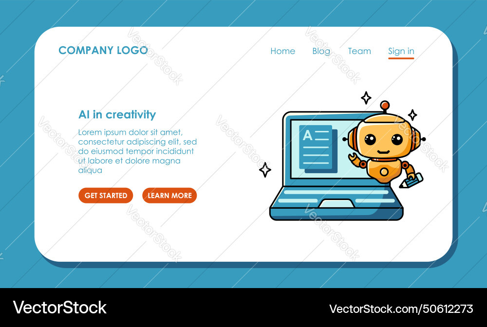 Web page design about using ai for text vector image