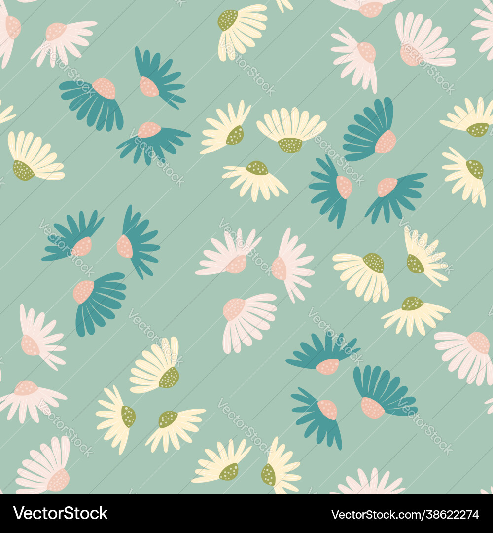 Bloom seamless pattern with random white daisy Bloom seamless pattern with random white daisy Vector Image