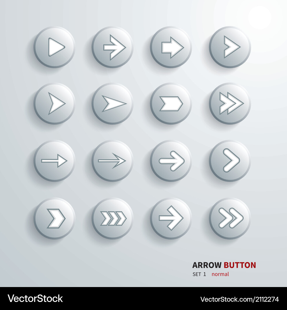 Button arrow sign icon set on click vector image