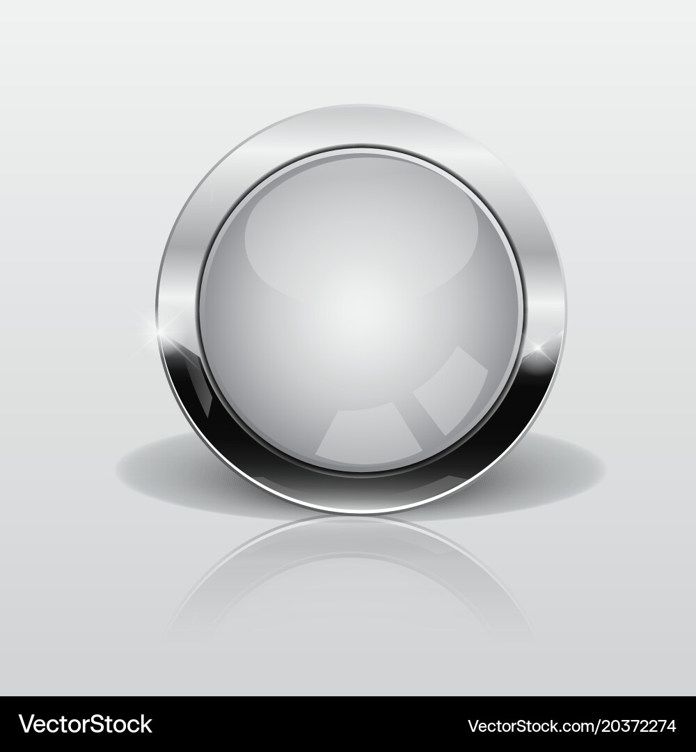 Button web glossy whitemetallic vector image