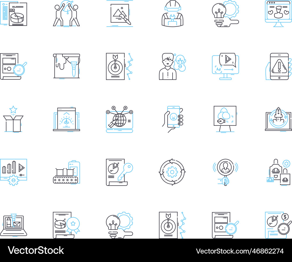 Data organization linear icons set categorization Data organization linear icons set categorization vector image