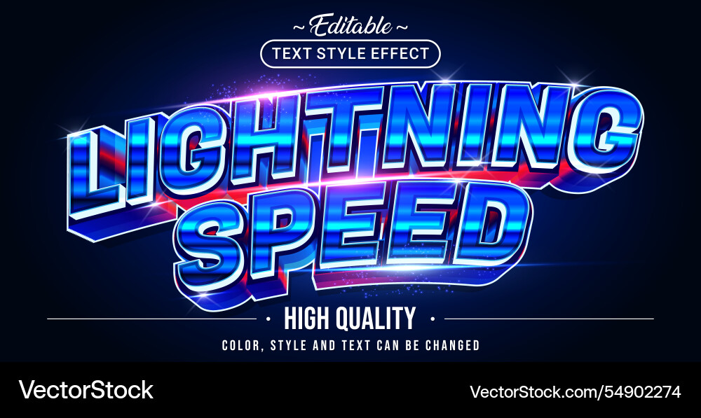 Editable text style effect - lightning speed vector image