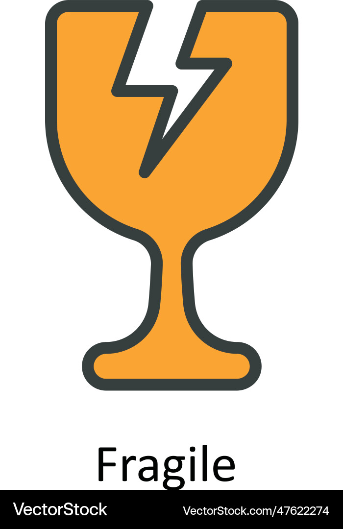 Fragile fill outline icon design Vector Image