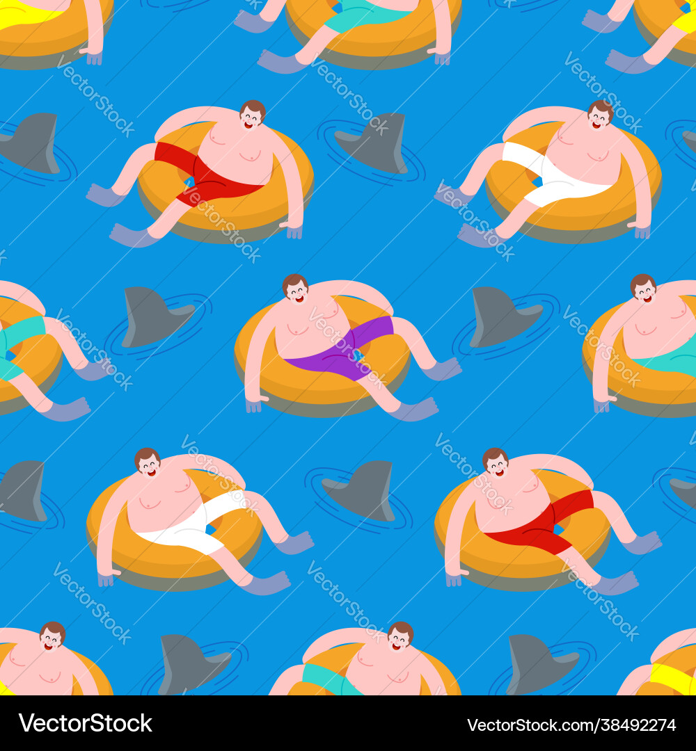 Guy floating in inflatable ring pattern seamless Guy floating in inflatable ring pattern seamless vector image