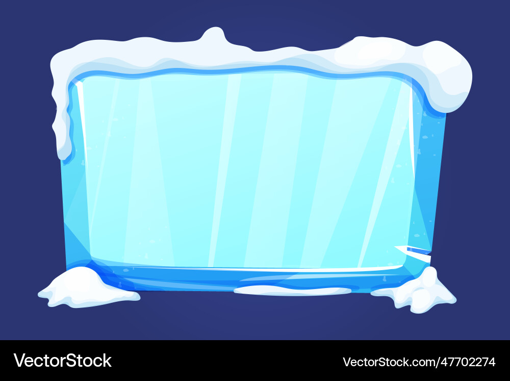 Ice button frozen frame with snow level menu Ice button frozen frame with snow level menu vector image