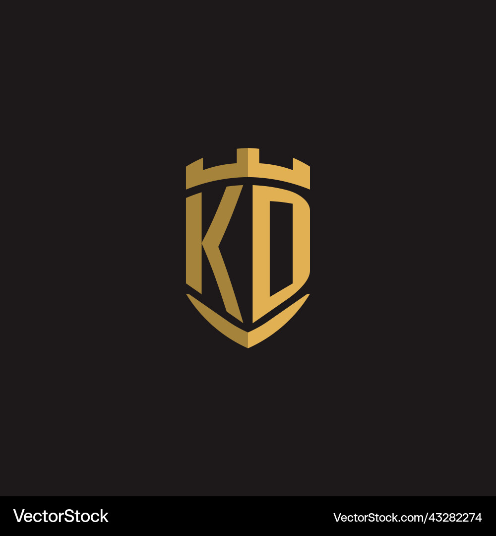 Initials kd logo monogram with shield style design Vector Image