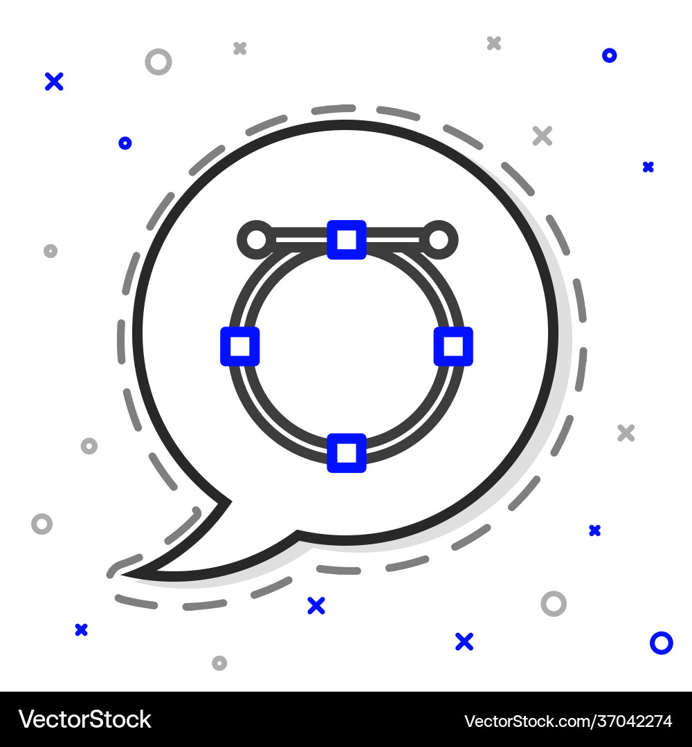 Line circle banner with bezier curve icon isolated Line circle banner with bezier curve icon isolated vector image