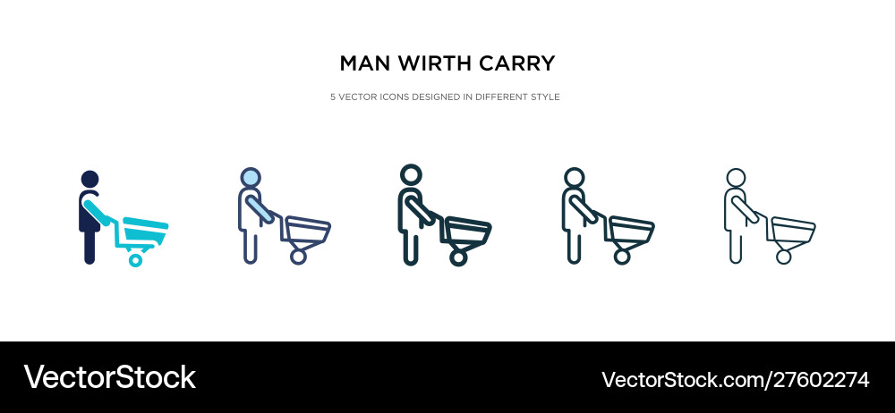 Man wirth carry icon in different style two vector image