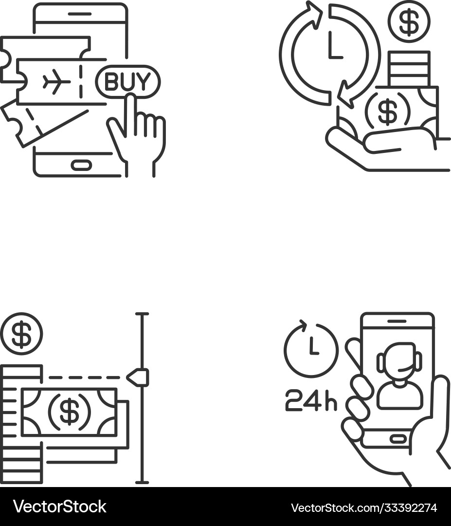 Mobile bank service app using linear icons set Vector Image