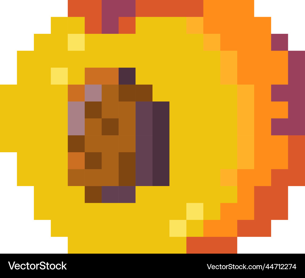 Ripe peach with seed pixelated fruit icon Ripe peach with seed pixelated fruit icon vector image