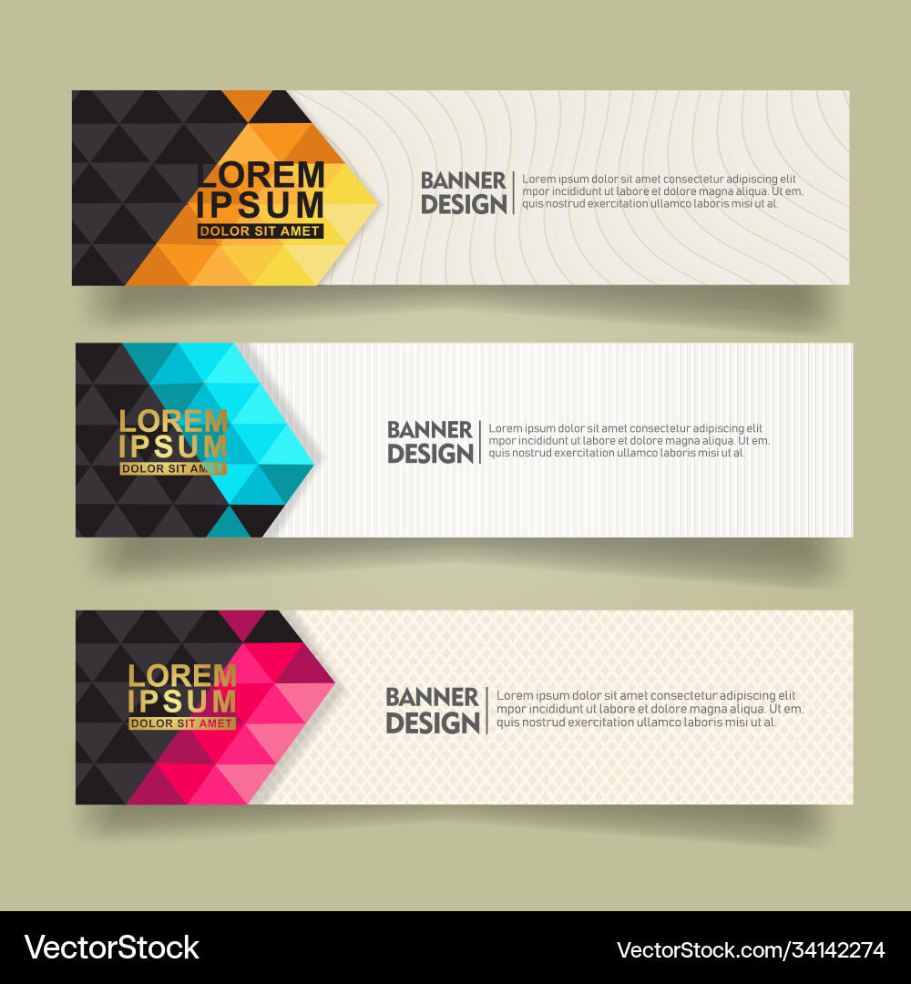 Set abstract banner template design with triangle Vector Image