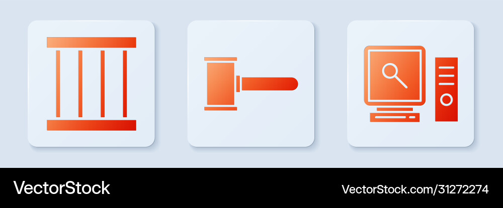 Set judge gavel prison window and search Set judge gavel prison window and search vector image
