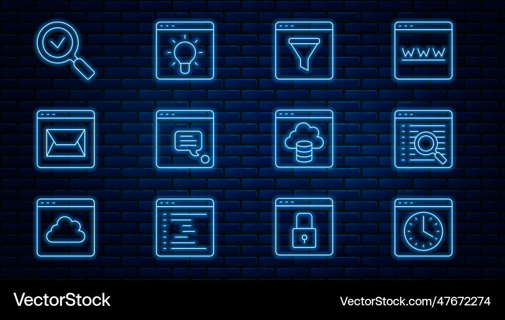 Set line browser window search engine new chat Set line browser window search engine new chat vector image
