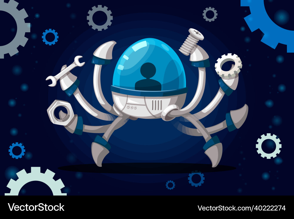Set of android character robot cartoon style Set of android character robot cartoon style vector image