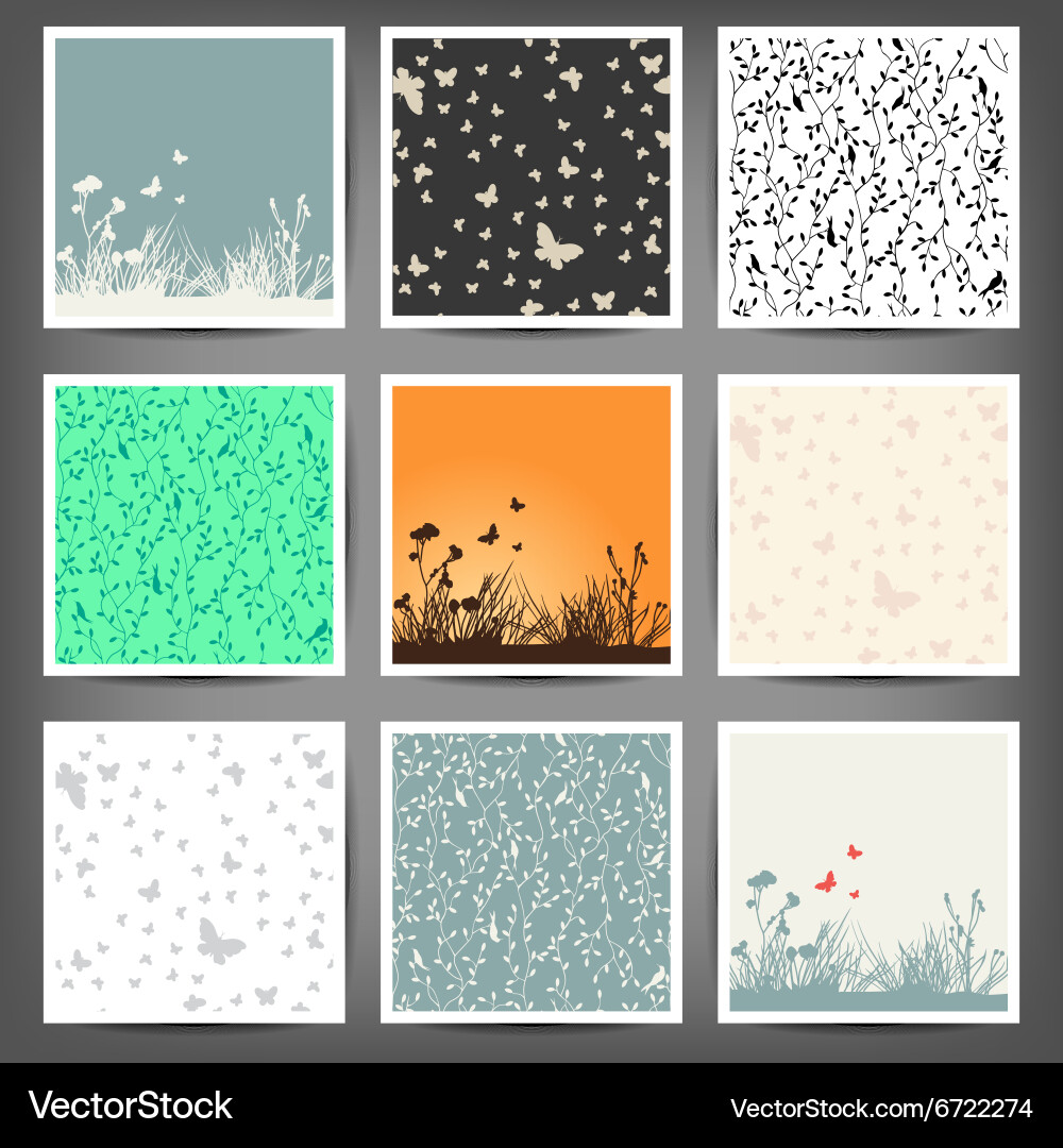 Set seamless color patterns of butterflies Vector Image