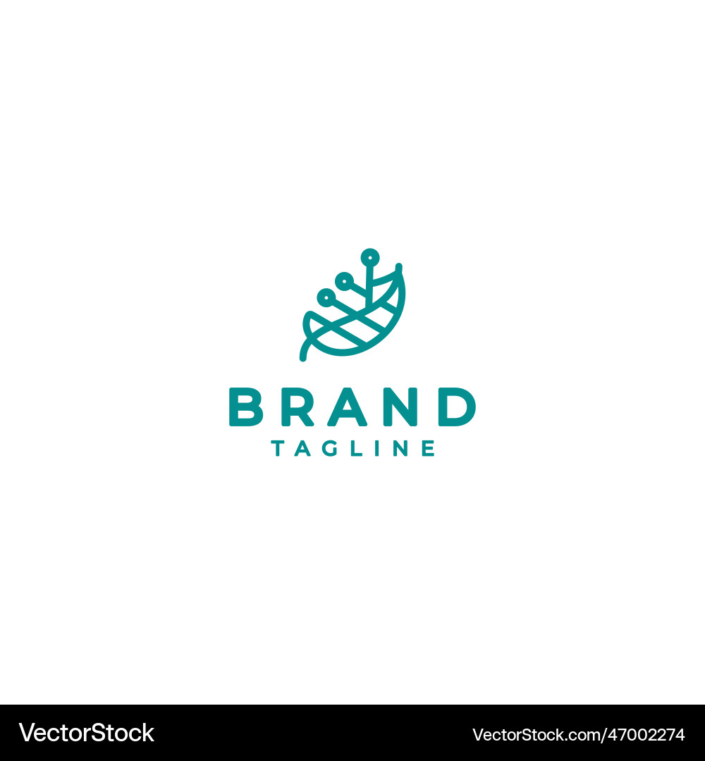 Simple leaf with technology circuit lines Vector Image