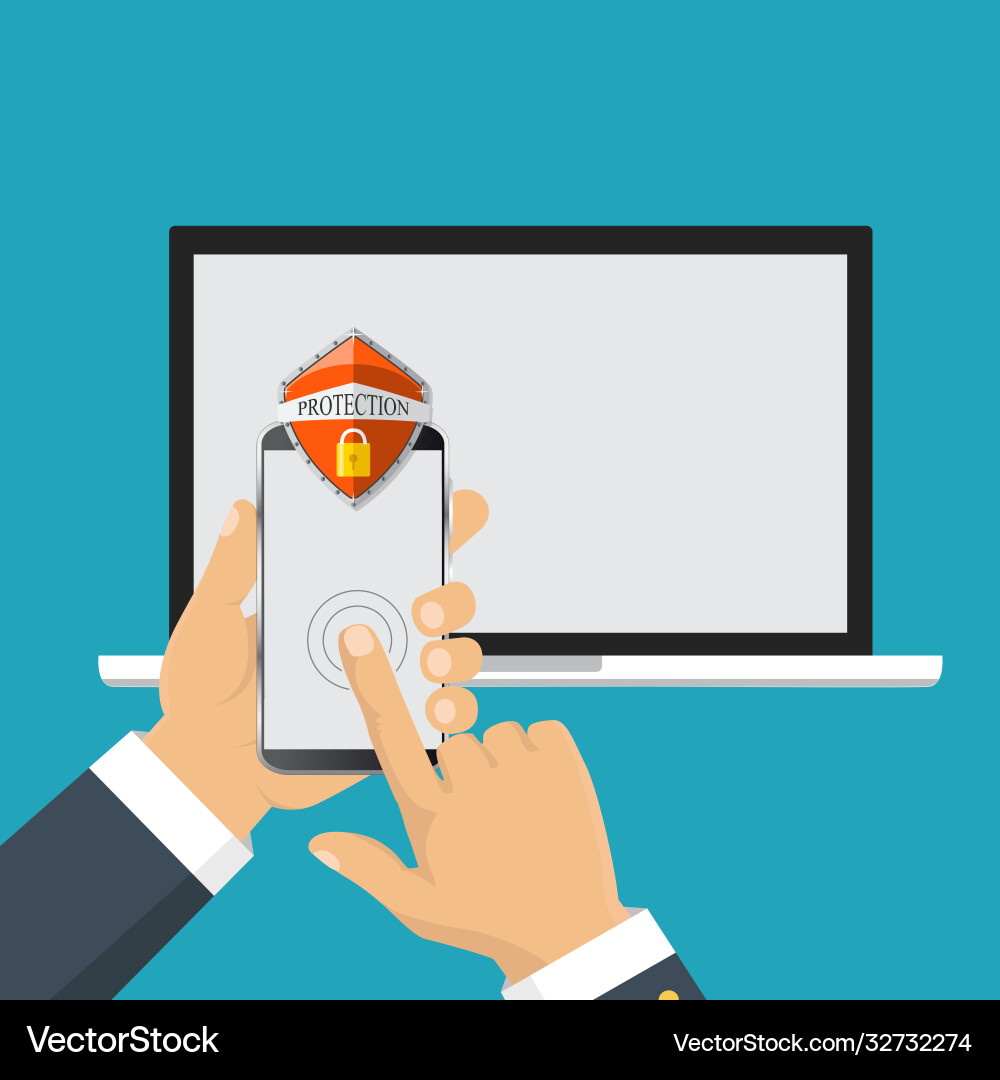 Smartphone and computer security two step Vector Image
