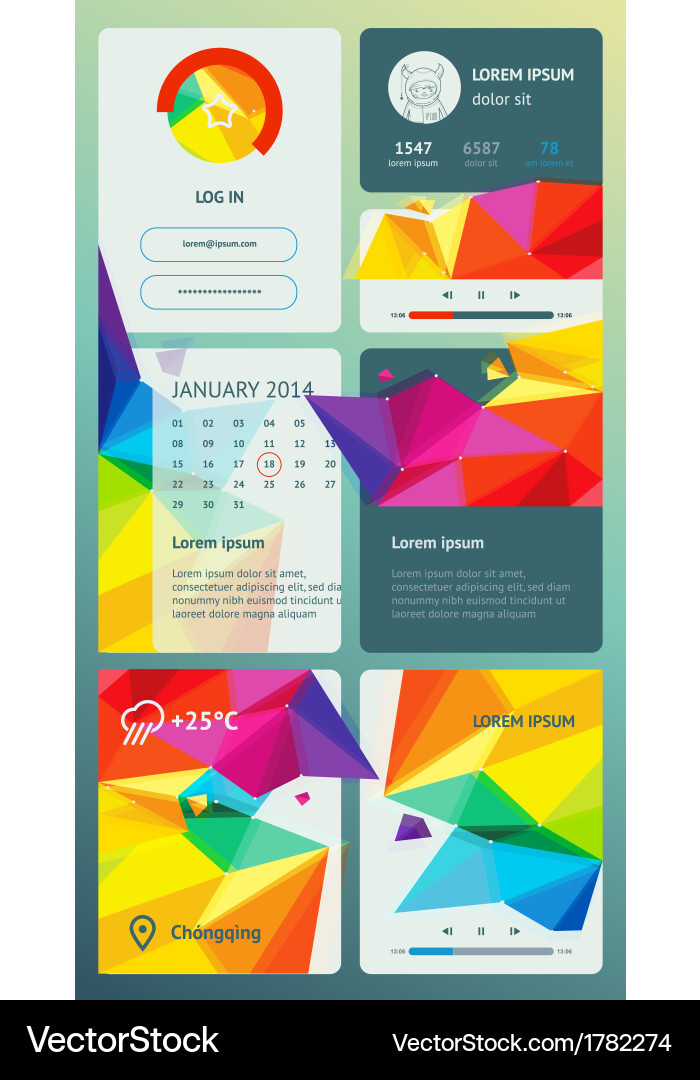 Ui is a set components featuring the flat design vector image