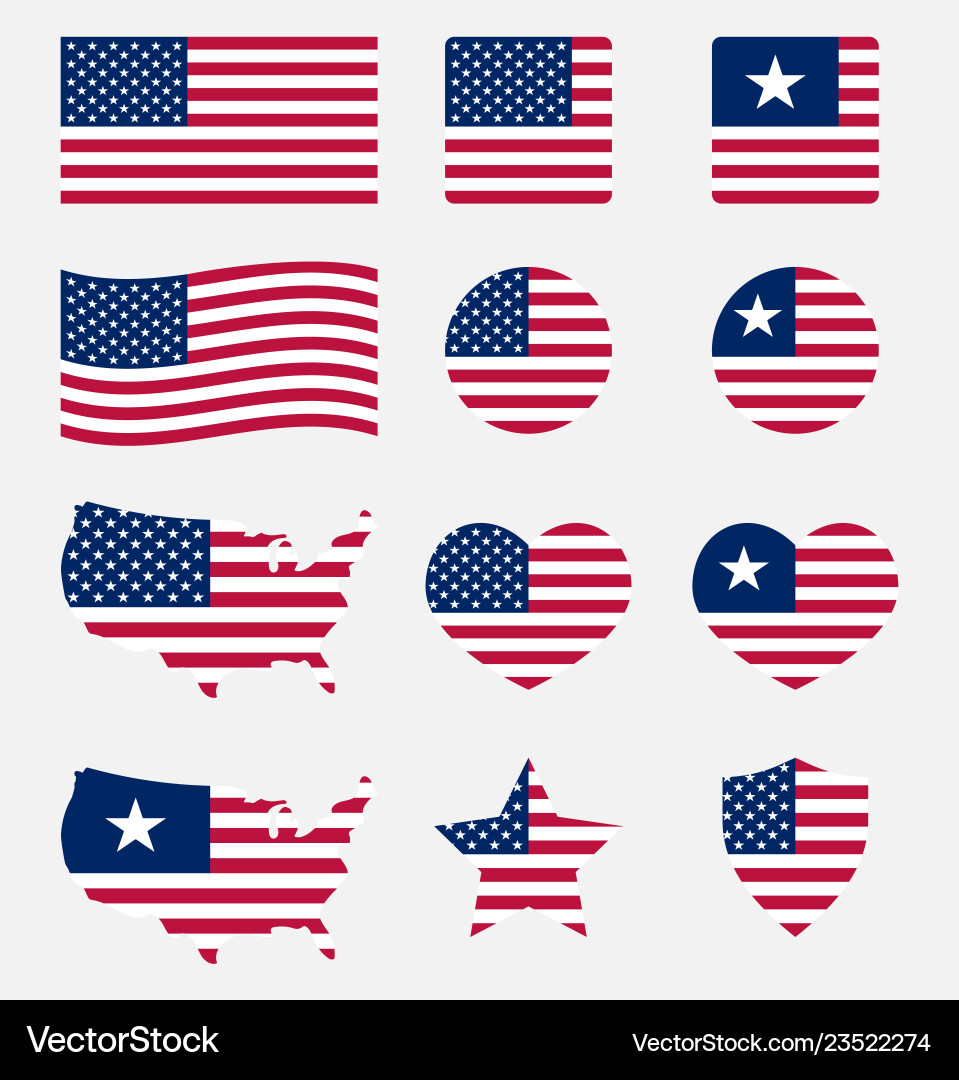 Usa flag symbols set united states of america vector image