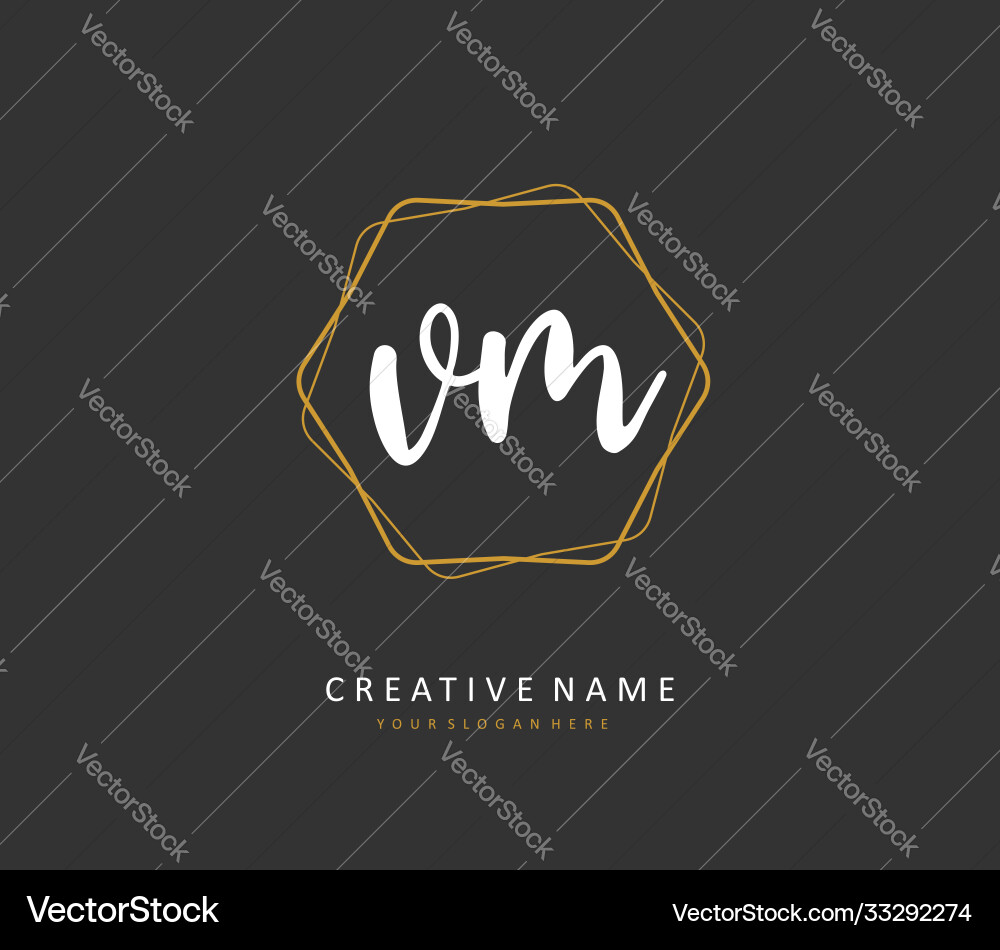 V m vm initial letter handwriting and signature V m vm initial letter handwriting and signature Vector Image
