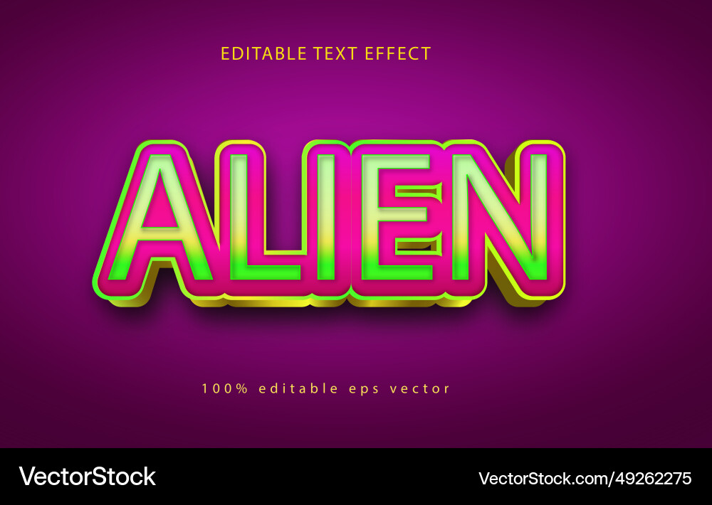 Alien multi color animation style 3d editable Vector Image