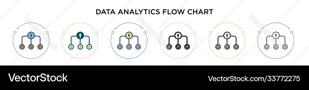 Data analytics flow chart icon in filled thin vector image