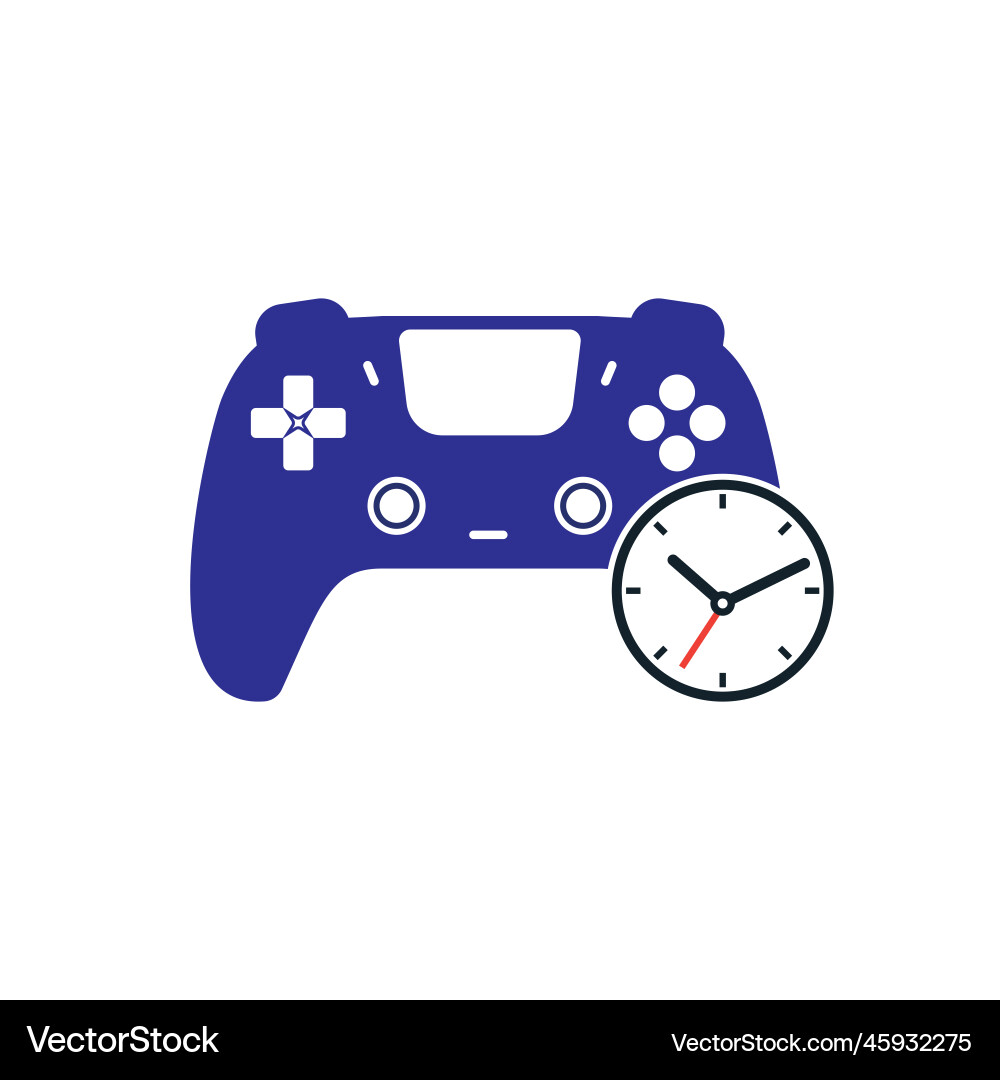 Game console with clock icon logo design Vector Image
