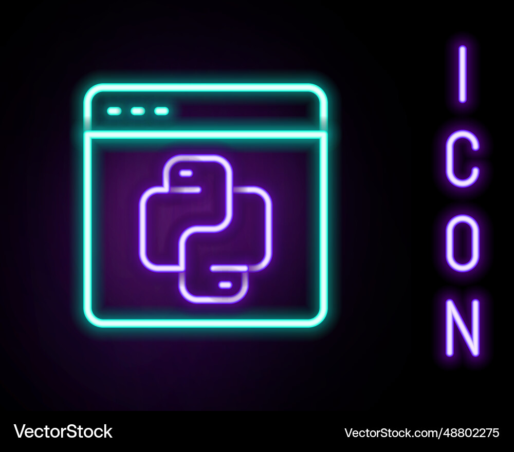Glowing neon line python Programmiersprache Ikone Glowing neon line python Programmiersprache Ikone vektorbild