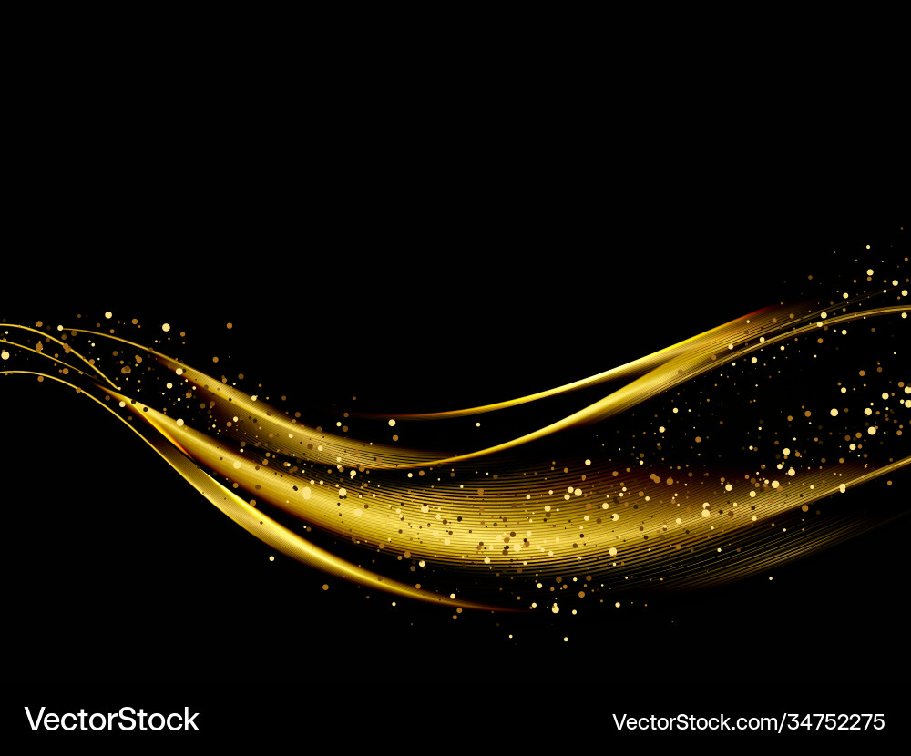 Gold wave design element with glitter effect Gold wave design element with glitter effect vector image