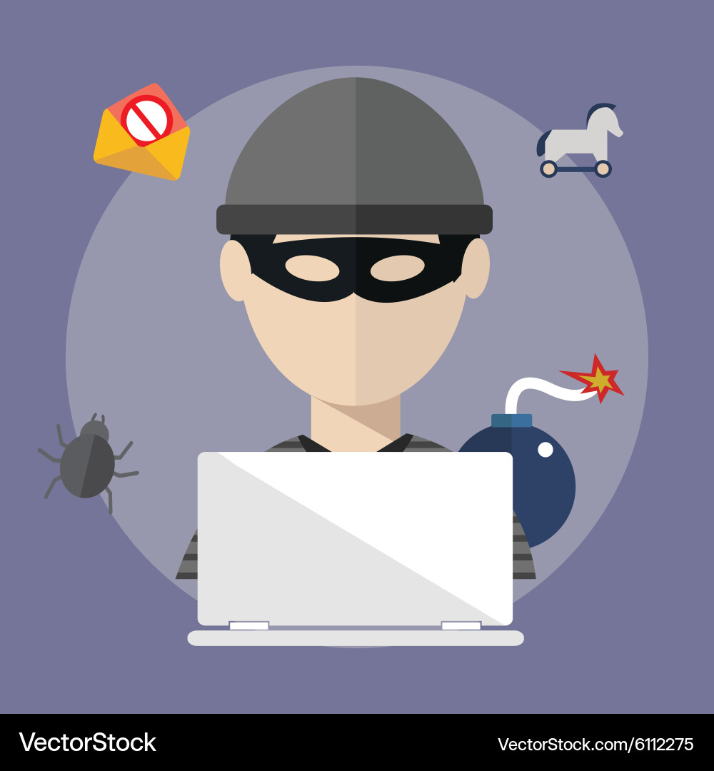 Hacker activity computer and e-mail spam viruses vector image