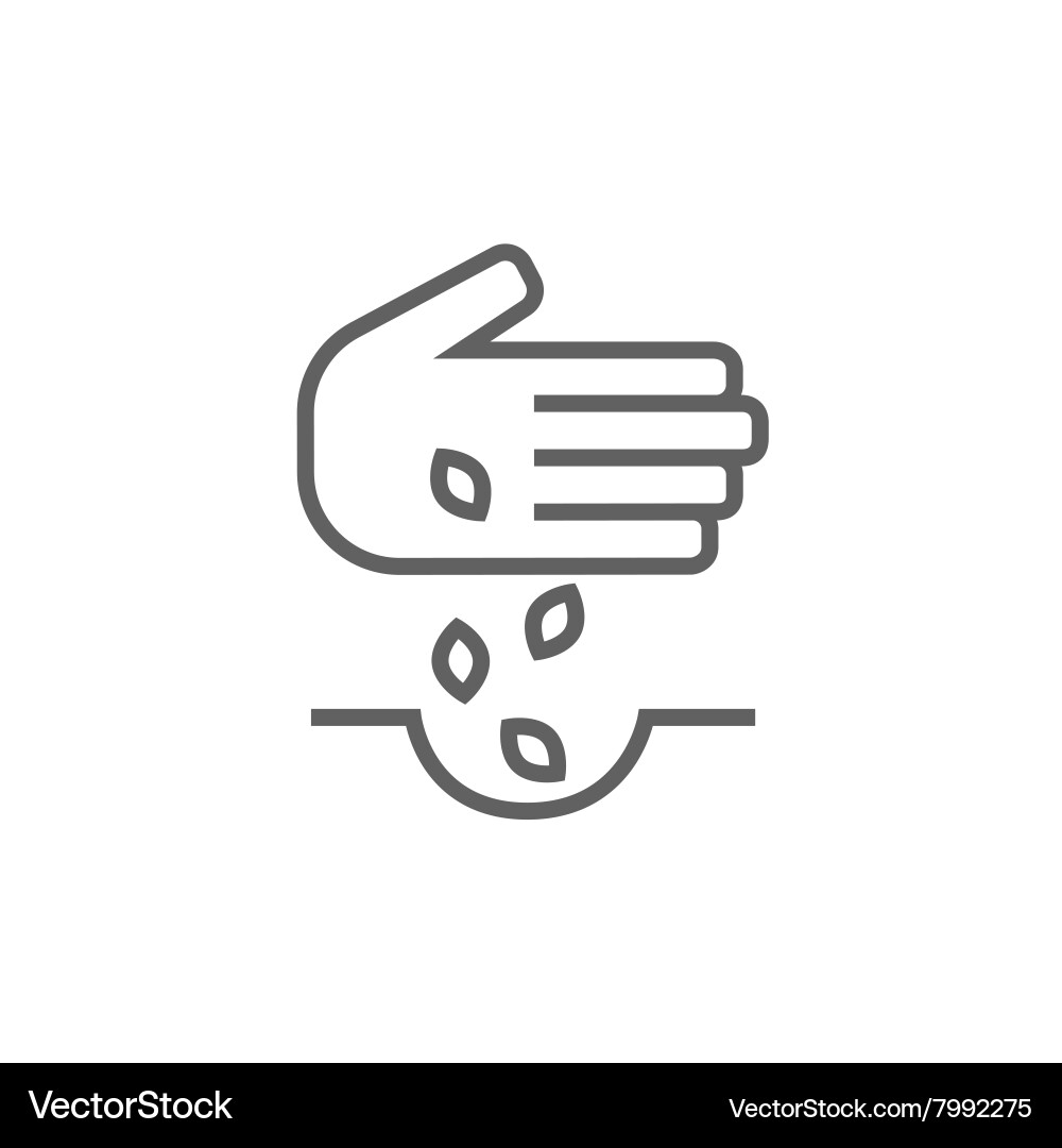 Hand Planting Seeds Line Icon Vector Image