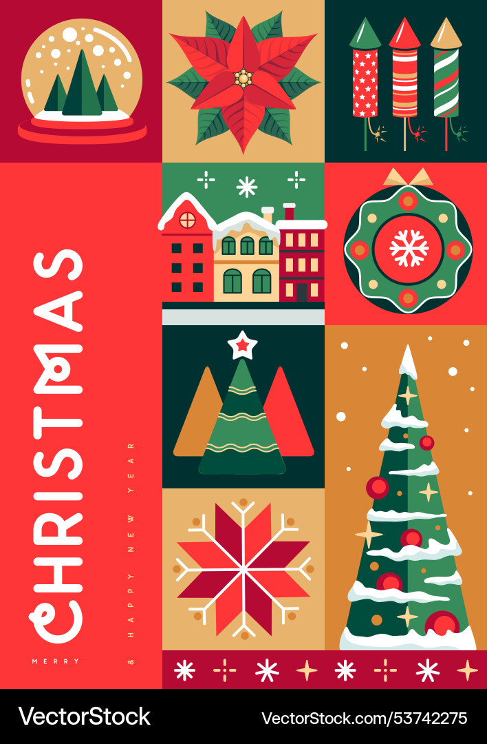 Merry christmas and happy new year greeting card Merry christmas and happy new year greeting card vector image