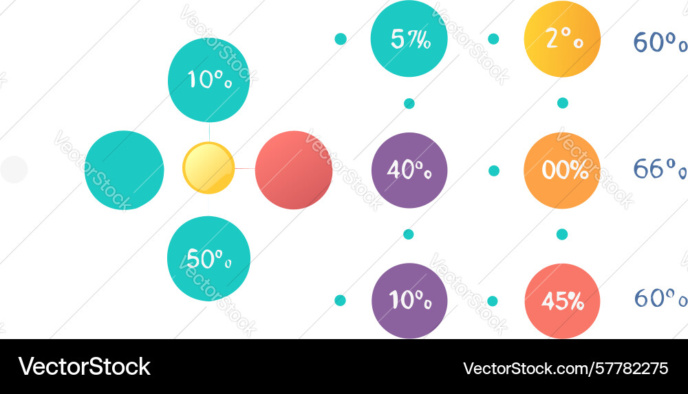 Multi-segmented percentage pie chart for data vector image