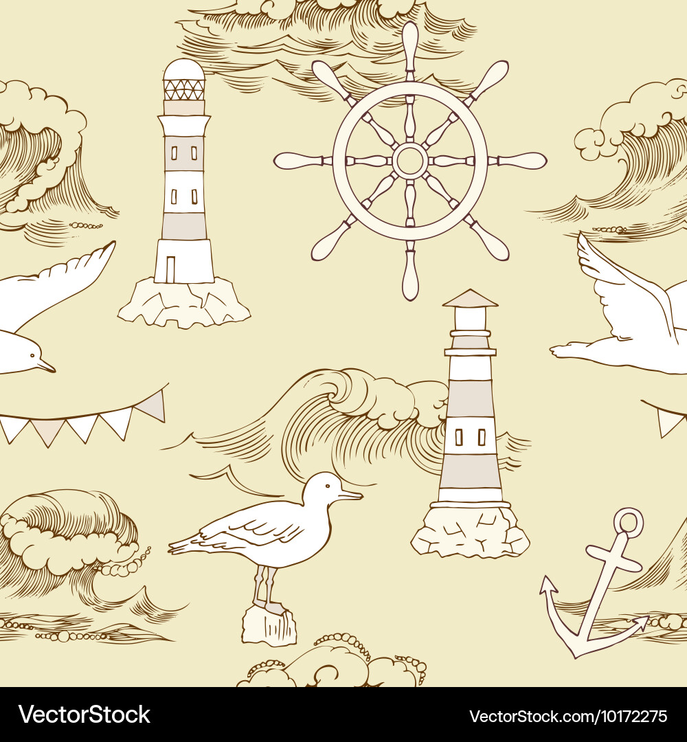 Nautical seamless pattern vector image