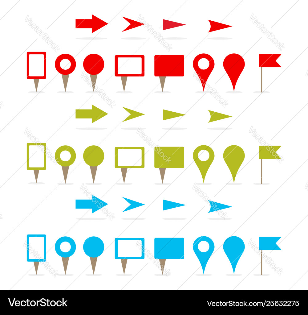 Navigation Map Pins and Arrows vector image