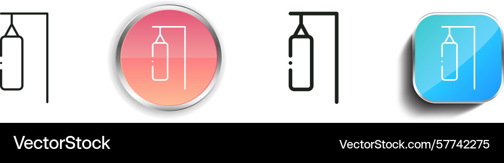 Punching bag icon thin linear regular and button Punching bag icon thin linear regular and button vector image