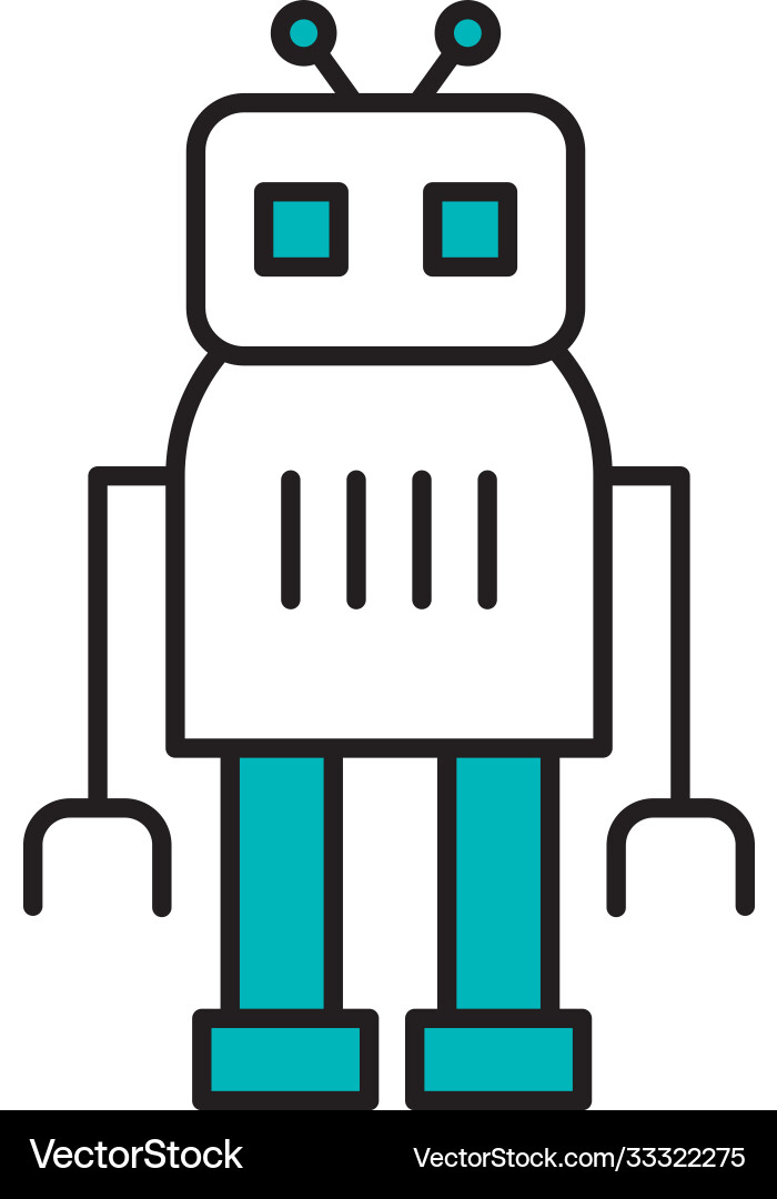 Robotics concept cartoon square robot standing Vector Image